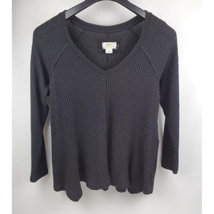 Maeve by Anthropologie Womens V-Neck Sweater Pullover Long Sleeve Black Medium